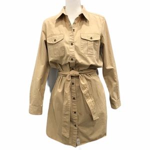 Lauren By Ralph Lauren Khaki Denim Shirt Dress